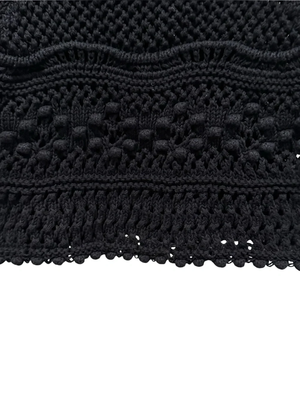Zara Boxy Tank Womens Small Black Crochet Knit Boho Festival Beach Babydoll Crop